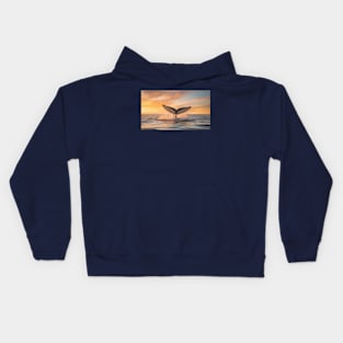 Whale tail splashing Kids Hoodie